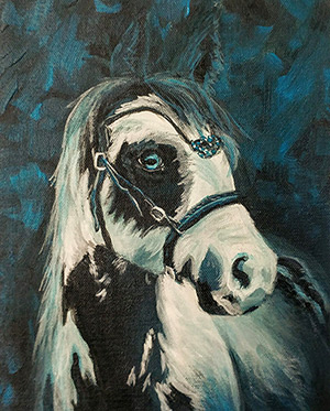 The Blue Horse - Acrylic on 9 X 12 Canvas Sheet