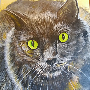 Cleo the Cat (Jack's Sister) - Acrylic on 12 X 12 Stretched Canvas