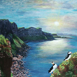 Puffins on the Cliffs in Scotland - 11X14 Canvas Sheet - GIFTED